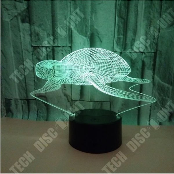 TD® Tortue 3D natlampe 3D farvet berøringslys 3D LED visuel lys