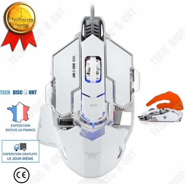 TD® Ergonomic mus vit flerfärgad combaterwing spelmus 10, 4 färger verktyg, modern datormus dator.