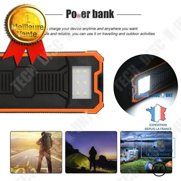 TD® Ulkoakku kannettaville laitteille, puhelimille, tableteille ja PC:lle 10000 mAh iskuja kestävä, pölytiivis, useita latausmahdollisuuksia, 2 USB-p