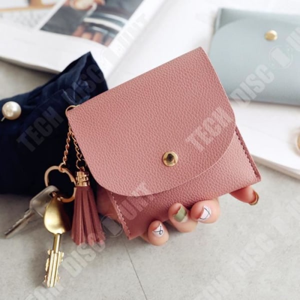 TD® plånbok mini liten plånbok kvinnor kort tunn mode tofs mjuk enkel myntväska korthållare