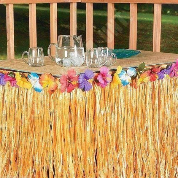 TD® Hawaii dekorationsbordskjol 9,6 fot Hawaiian Luau plastduk med 26 flerfärgade tropiska blommor vid olika tillfällen