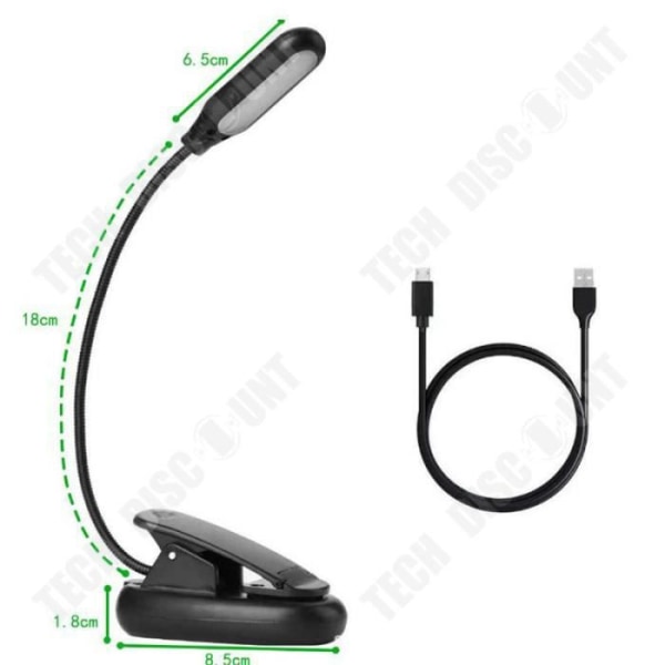 TD® Lukuvalo Kirja, 4 LED [Kylmä ja Lämmin Valo], 3 Kirkkausasetusta, Taipuva Varsi, Yövalo