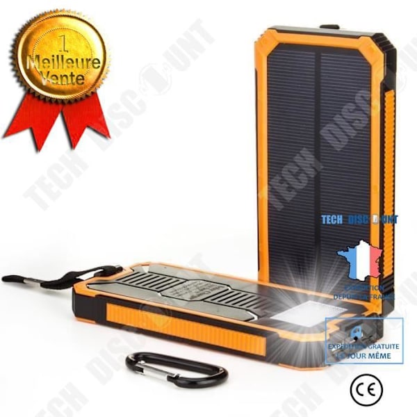 TD® Aurinkosähkön Latauslaite Power Bank Kannettava Varavirtaakku Säänkestävä 8 LED Kaksois-USB 15000mAh
