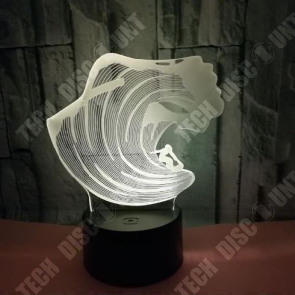 TD® Dekorativ USB Surf 7 färger Fjärrkontroll Optisk illusion Nattljus 3D Visualisering Bordsbordslampor 3D Glow LED LTS264914
