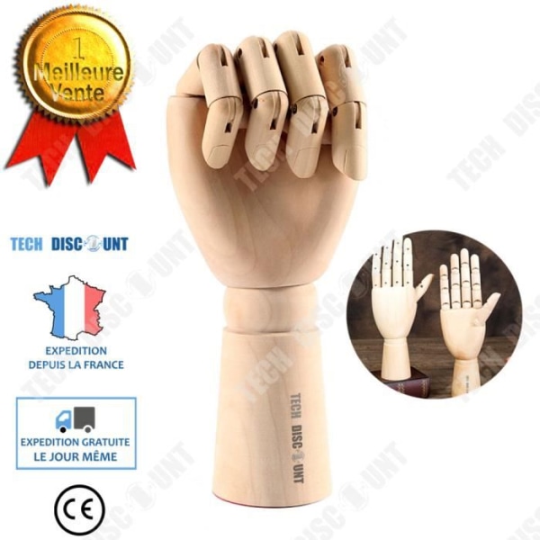 TD® Trä ledade händer modell skyltdocka för konstnärer Vänster Höger Dekorativ konstteckning Böjliga rörliga fingrar Skulptur