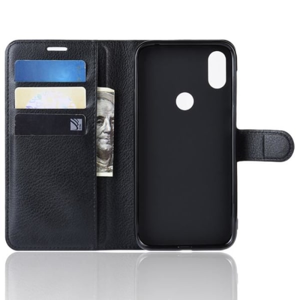 TD® Housse Nouveau PU Nahka Lompakko kanssa Iskunvaimennus Kuori Kotelot Huawei P Smart 2019 (6.21") - Musta