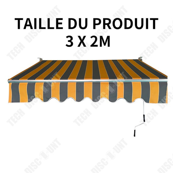 TD Markis 3x2m manuell markis balkong markis terrass markis för butiksdörr eller utebalkong skyddar regnet