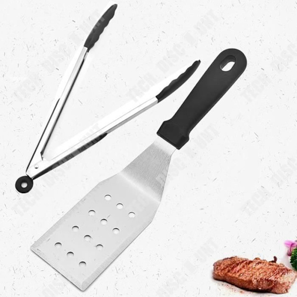 TD® Ulkoilma-grillitarvikekit, ammattilaiskeittiö, ruostumattomasta teräksestä valmistettu lasta, elintarvikekäyttöön tarkoitettu silikonipihdit
