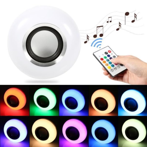 12W E27 LED RGB trådlös Bluetooth-högtalare Glödlampa Musik Audio Fjärrkontroll Lampa Vit