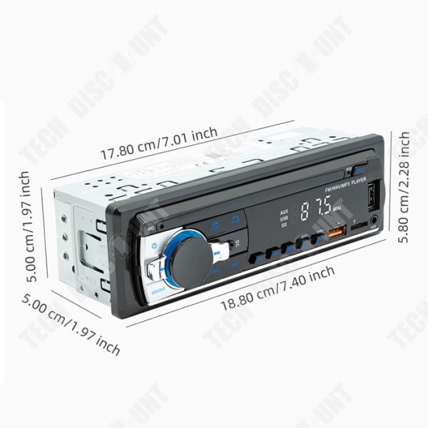 TD® Bilradio Bluetooth Universal MP3-spelare för bilförlustfri ljudkvalitet Central modifiering Bilradio Svart