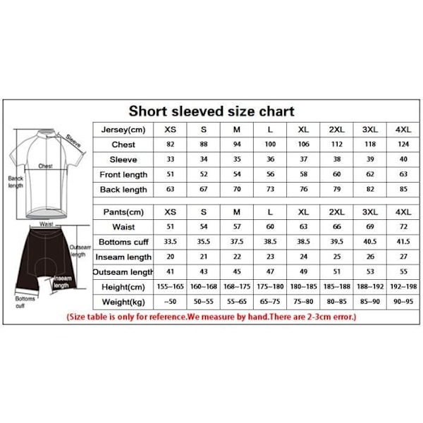 Cykeloutfit kortärmad tröja haklappshorts + keps + armvärmare + armvärmare byxor + skoöverdrag, cykelkläderset Röd S