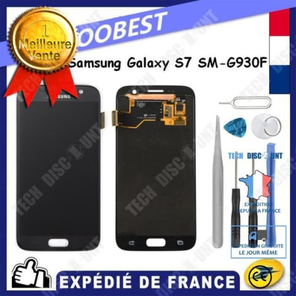 TD® Komplett LCD-pekskärm - Svart För Samsung Galaxy S7 G930 SM-G930F + Verktygssats