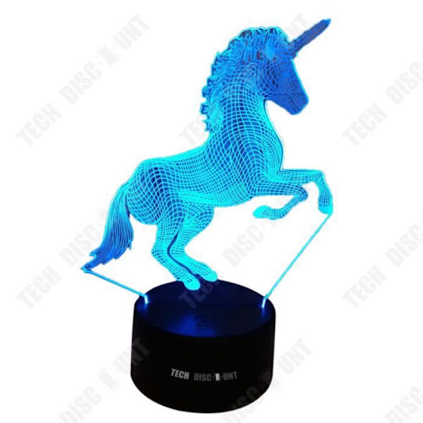 LED 3D Unicorn Lampa - TD - 7 Färger - USB-uppladdningsbar - Holografisk Effekt