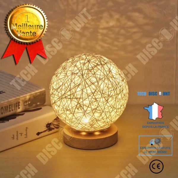 TD® Creative LED-nattlampa med handvävd träskärm, dekoration vid sänglampa i sovrummet Atmosfärsljus Present
