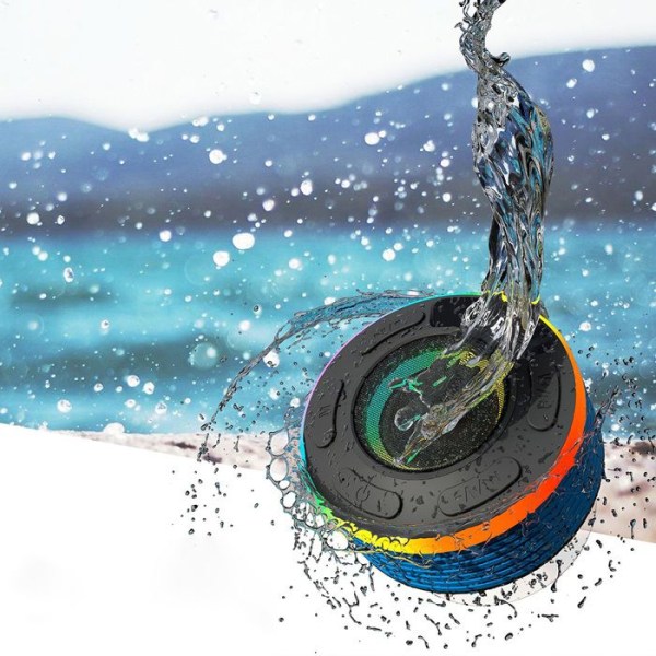 Mini Bluetooth-högtalare - TD - IPX5 vattentät - 2 högtalare - Färgglada lampor - USB