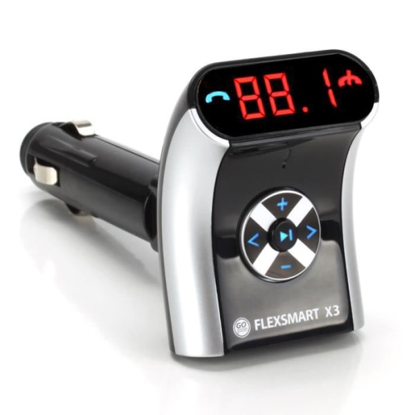 GOgroove FlexSMART X3 Mini - Bluetooth FM-sändare för bil, handsfreesats, USB-laddare (3-i-1) för smartphone