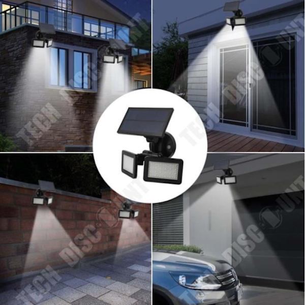 TD® 48 LED udendørs væglampe - solenergi med radar sensor, 360 graders væglampe til have, gård, farm