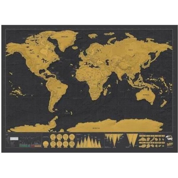 Scratch Map Verden - Sort svart och gult