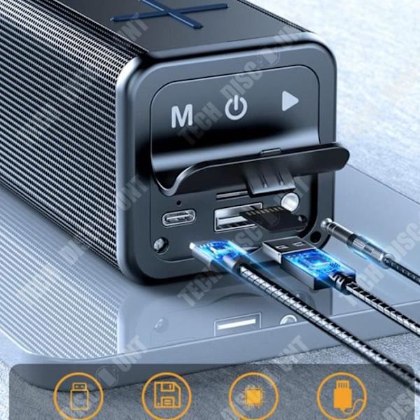 TD® MC V13 Bluetooth højttaler trådløs basskasse udendørs bærbar audio hjemme høj volumen sort mini basskasse