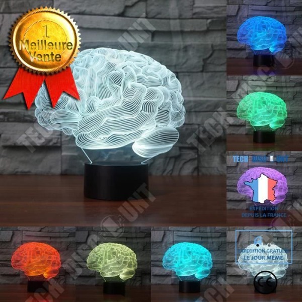 TD® Brain Shape 3D Illusion Lamp 7 Färgskiftande Touch LED Nattljus Skrivbord Atmosfär Lampa Nyhet Belysning