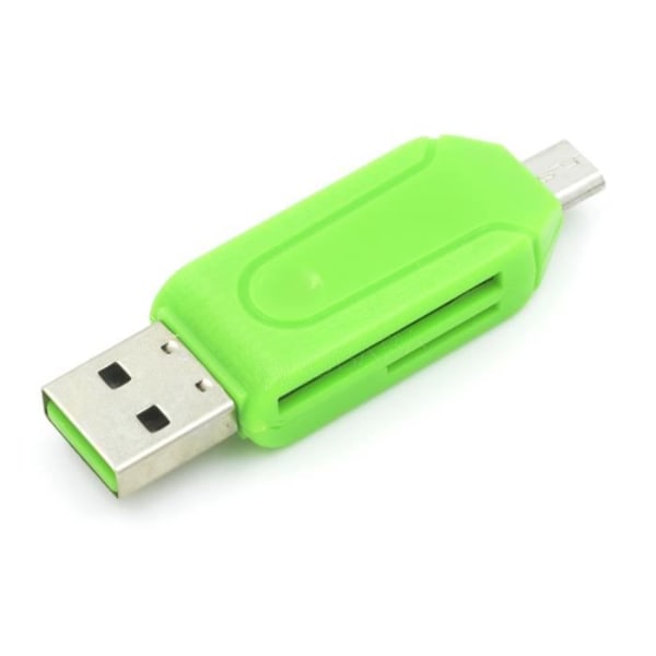Mini OTG USB-kortläsare Adapter för SD Micro SD / SDHC / TF Android Smart Phone Tablet - Grön