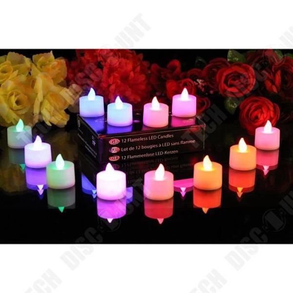 TD® 12-pack elektronisk LED-ljusljus - batteridrivna ljus, flamfria - färg LED-dekoration för julklapp till hemmet