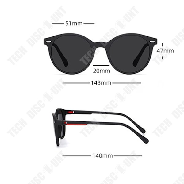 TD® Solglasögon med rund ram för män, Polarized TR90 HD, Cykelspegel för utomhusbruk, körspegel