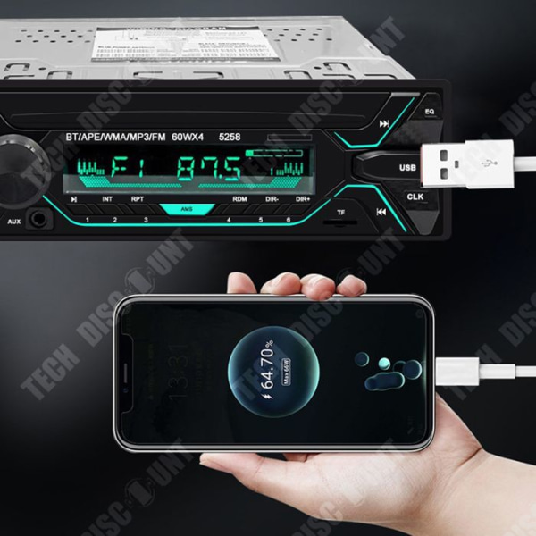 TD® Bluetooth autoradio 12V bil MP3-spelare bluetooth handsfree färgstarkt ljus ljud centralkontroll modifiering radio F