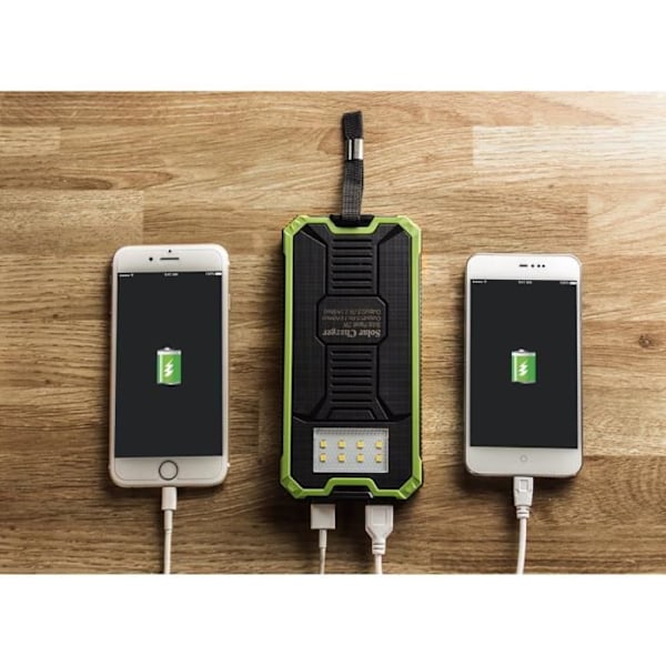 15000mAh Solarbatteri Power Bank, bærbar nødoplader, vandtæt ekstern batteri med 8 LED og dobbelt USB