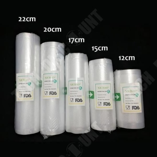 TD® Poser 5 Rulle Vakuumforseglet Vaffel 12-15-17-20-22*500CM- Fødevarelager Bevaring Ikke toksisk, Høj gennemsigtighed