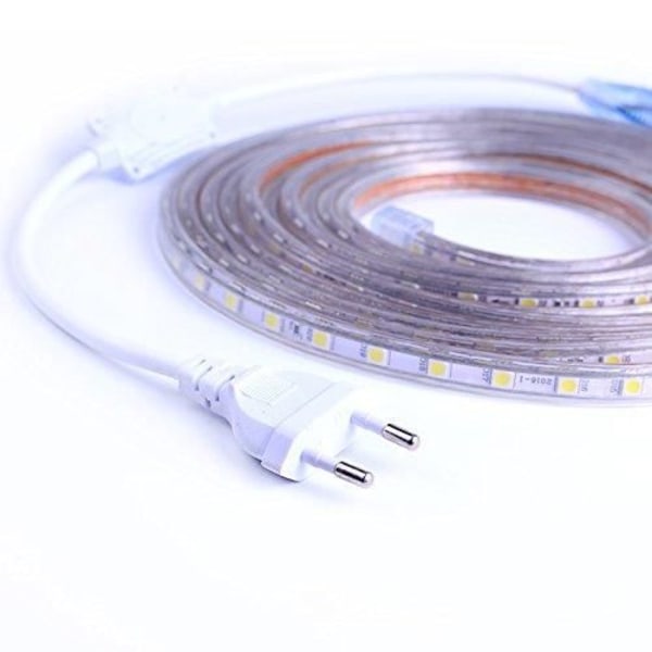 Vattentät LED Strip SMD 5050 220V Flexibel Ljus LED Strip med plugg, 3M Cool White