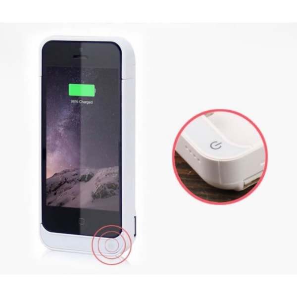 Batterifodral iPhone 5 5S SE 4200mah Vit ultratunt