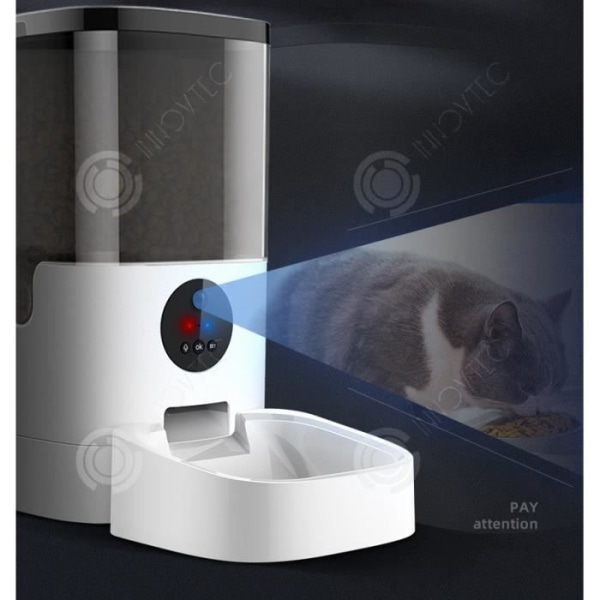 INN 6L Automatisk Foderdispenser til Kat og Hund, med LED-skærm, Foderdispenser Skål 4 Måltider om Dagen