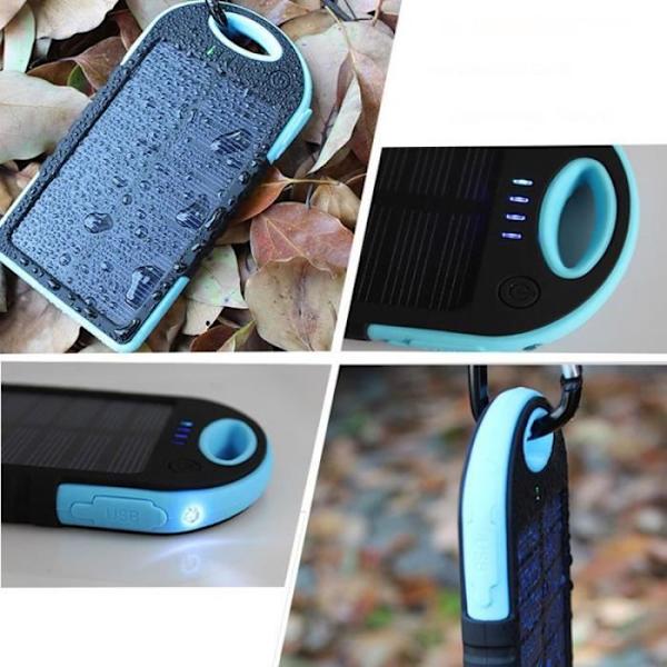 5000mAh Aurinkovoima Pankki Varavirtalähde Kannettava Ulkoinen Akun Kaksois-USB iPhone Android MP4 PSP iPad GPS (Vihreä)