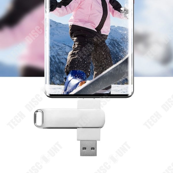 TD® USB3.0 128Gt Huippunopea Type-C Liittymä Matkapuhelin Tietokone Älykäs TV Tabletti Autostereo Metallic Hopea
