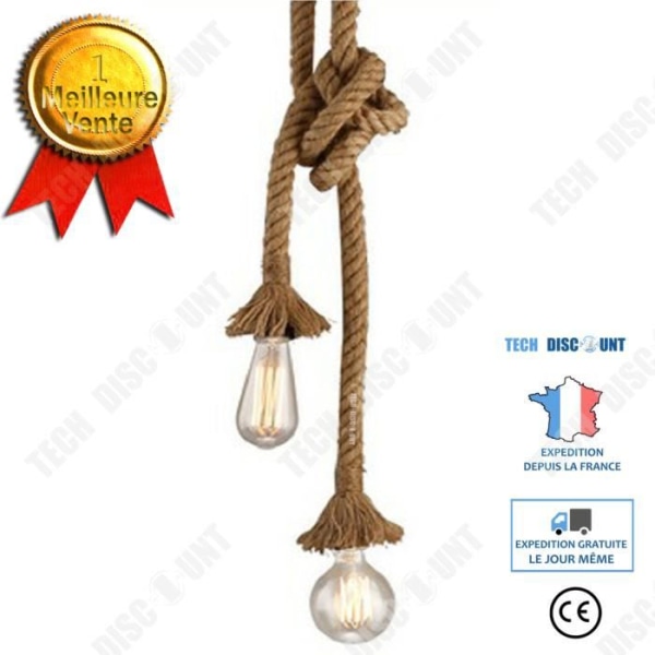TD® Hamp Rope Chandelier Cafe Chandelier Bar Style American Country Double Head Restaurant Retro Chandelier