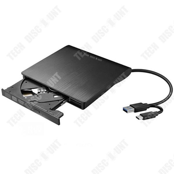 TD® DVD-brännare 3.0USB & Type-C Dual Head Black Mobile Read Burner Universal Optisk enhet Extern optisk enhet