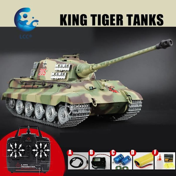 RC Tank - LCC - KING TIGER TANKS - Metall - 2,4Ghz - Funktionella navigationsljus