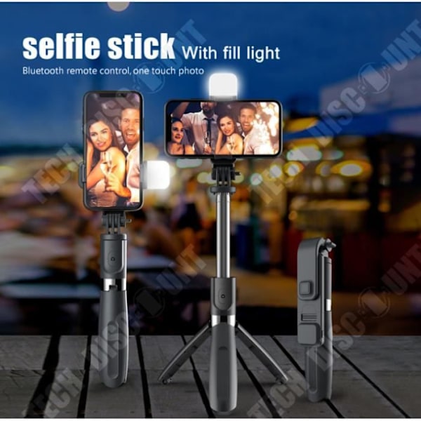 TD® Alt-i-én mobiltelefon selfie stick stativ Bluetooth fyldlys multifunktionel