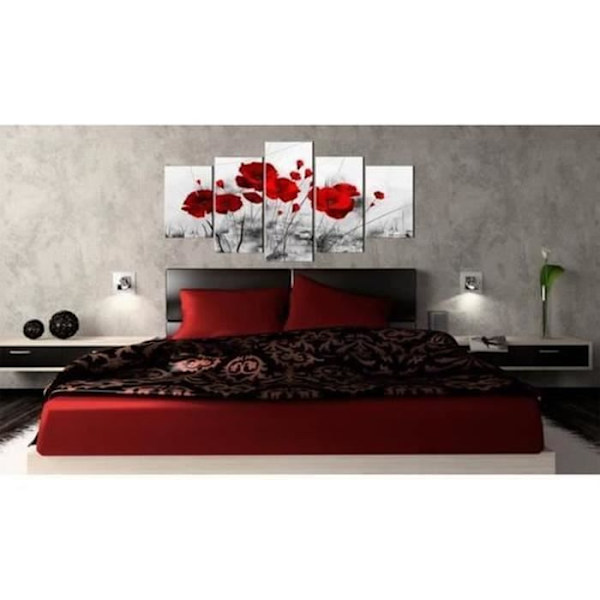 @PRINTING MALL-Oinramad 5 st Red Miracle Nature Blommor Växter Vallmo Canvas Bildtryck på duk
