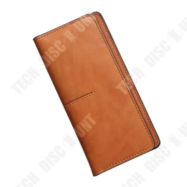 TD® Råbrunt PU-läder Lång plånbok för kvinnor Enkel Retro myntväska Korthållare med flera fickor Enkel fliksöm