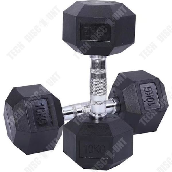 Sexkantig hantel - TD - Ekologisk gummi - Svart - 50 cm - Halkfri