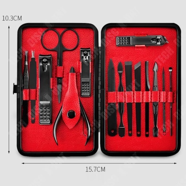 Manicure sæt - TD® - Sæt med 15 dele - Rustfrit stål - Sort - Unisex