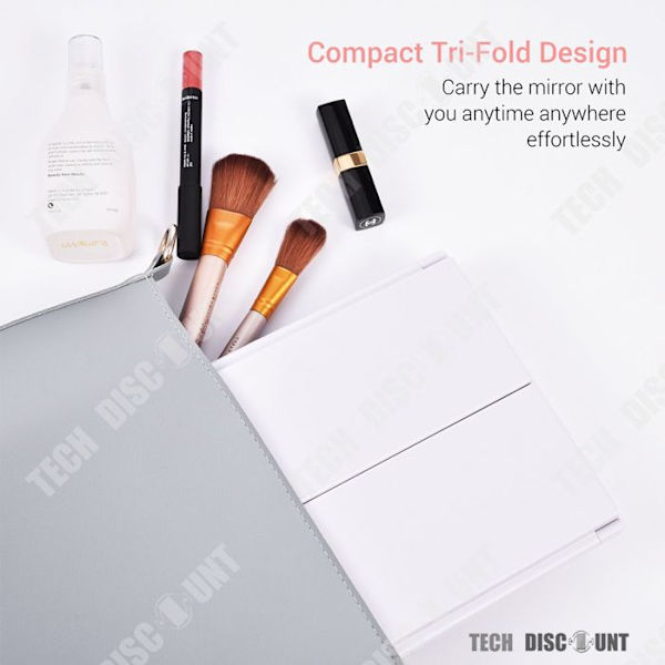 TD® foldbar spejl med 3 ansigtet led lysende forstørrelse på justerbar fod strøm batterier makeup badeværelse kosmetik professionel