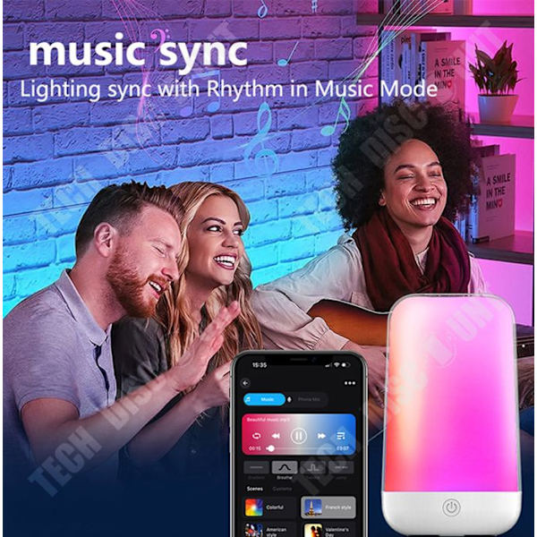 TD Natlampe 3600mAh 110V opladning natbordslampe soveværelse stemningslampe indendørs højttaler bluetooth natlampe