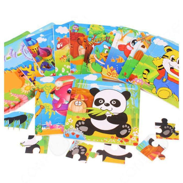 Puzzle flyvemaskine i træ til børn CONFOZEN - Dyr - Uddannelsesspil - Gul
