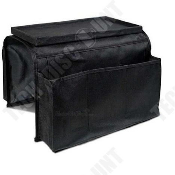 TD® Organizer armlæn tablet - Sofa Stol Fjernbetjening Tabletter Magasiner Drikke Snack Sort Ultra Praktisk Multi lommer