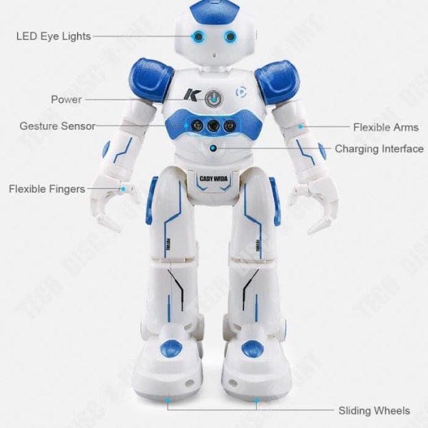 TD® Fjärrkontroll Intelligent programmering Blå robot Gest Induktionsdemonstration Pedagogisk leksaksrobot för barn