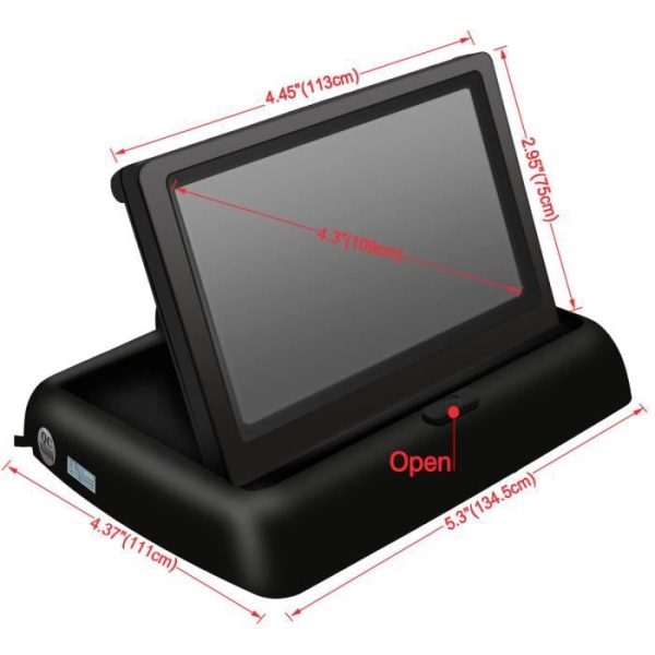 Kit 4,3″ Backkamera LCD-skärm IR-skärm Bakifrån Vikbar trådlös Auto