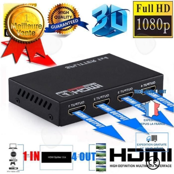 HDMI-separator CONFOZEN® Quadruple splitters Understøtter flere formater Nem at bruge
